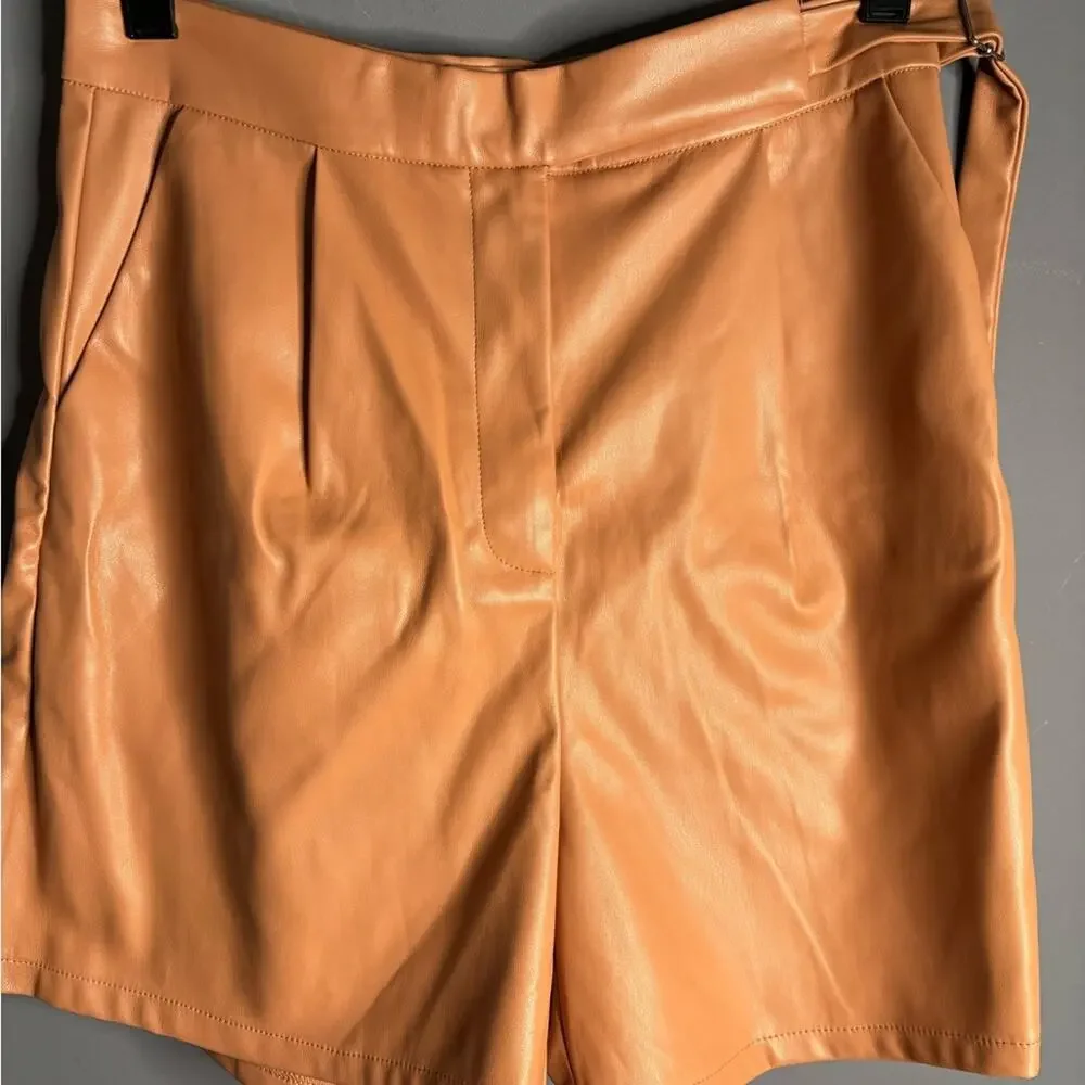 4th & Reckless Dark Pinkish High Waisted Faux Leather Shorts Medium